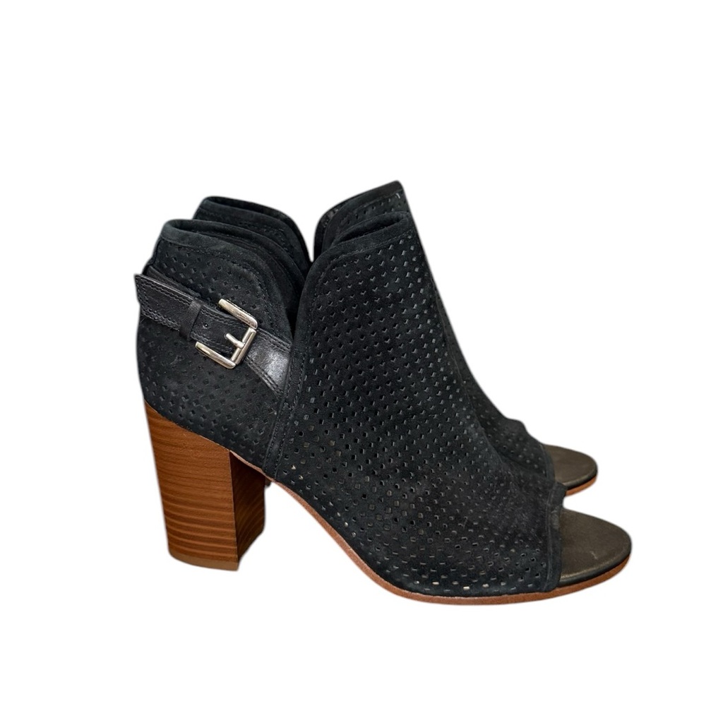 Sam Edelman Easton Perforated Open Toe Bootie with Chunky Heel Women’s Size 7.5